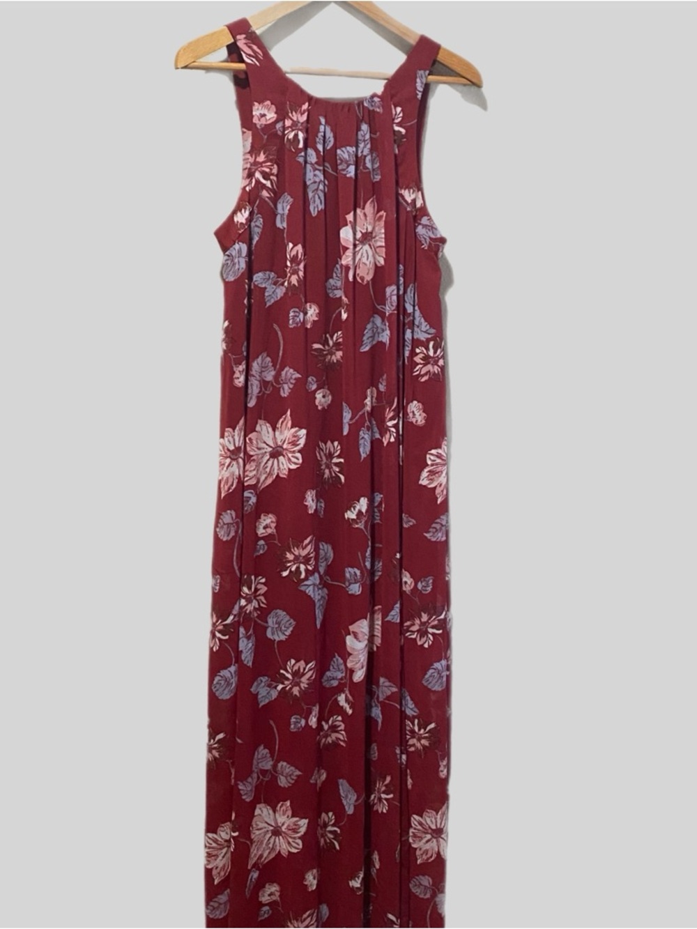 Free People Maxi milkmaid Dress Medium Red Floral Fairy Whimsical Dress Boho